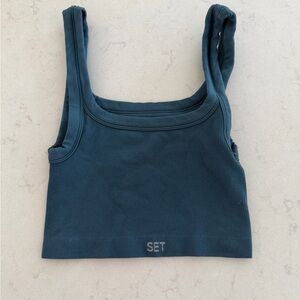 SET Active Teal Ribbed Top